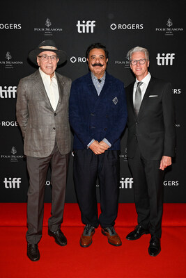 From left to right: Isadore Sharp (Founder and Chairman, Four Seasons Hotels and Resorts), Shahid Khan (Owner, Four Seasons Hotel Toronto), Patrick Pollak (General Manager, Four Seasons Hotel Toronto). Photo by Matt Tibbo. (CNW Group/Four Seasons Hotel Toronto)