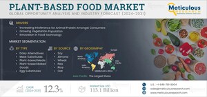 Plant-Based Food Market Is Projected To Reach $113.05 Billion By 2031, At A CAGR Of 12.3% From 2024-2031--Exclusive Report by Meticulous Research®