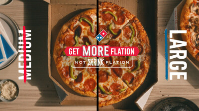 Domino's está lanzando una oferta MOREflation: Cuando los clientes en línea combinan dos pizzas medianas o más con dos ingredientes por $6.99 cada una, pueden cambiar una de las pizzas por una grande sin costo adicional, del 9 al 29 de septiembre.