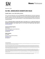 CU INC. ANNOUNCES DEBENTURE ISSUE