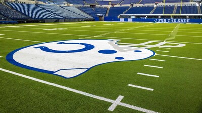 Hellas installed Geo Coolfill® infill, a 100% organic material that improves energy restitution, foot control, and lowers field temperatures by up to 40⁰. This combination of advanced products underscores the Colts' dedication to creating a safer, high-performance playing surface for their athletes.