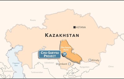 Figure 1: Map of Kazakhstan, showing project location in the Chu-Sarysu Basin (CNW Group/Laramide Resources Ltd.)