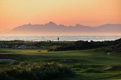 The 3rd green and 17th green captured at 1AM. Photo: Jacob Sjöman (PRNewsFoto/The Cabot Collection)