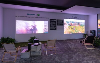 O Hisense Laser Smart Mini Projector C2 Ultra oferece uma experiência de jogo imersiva de última geração em tela grande no XBox (PRNewsfoto/Hisense)