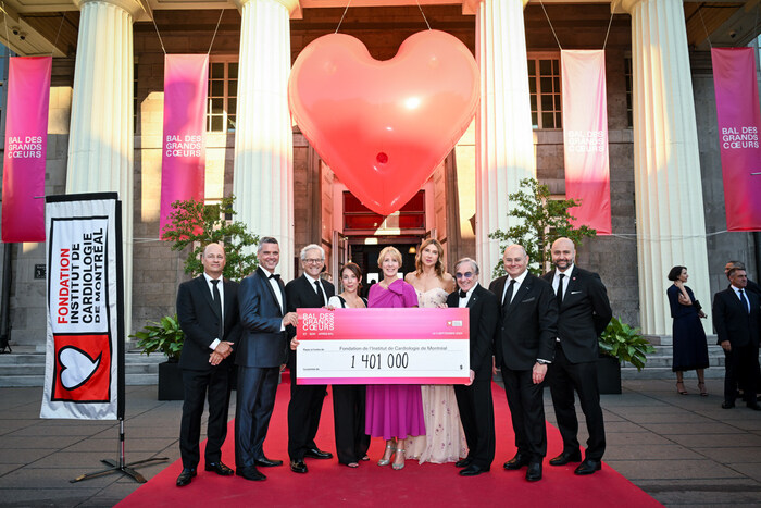 	De gauche à droite :Éric Bédard, Fasken; Chris Arsenault, Inovia Capital; Alain Gignac, Fondation de l’Institut de Cardiologie de Montréal; Nesrine Ragguem, Institut de Cardiologie de Montréal; Karine Moses, Bell; Manon Brouillette, Hydro-Québec; Daniel Lamarre, Fondation de l’Institut de Cardiologie de Montréal; Jacques Farcy, SAQ; Yannick Elliott, Fondation de l’Institut de Cardiologie de Montréal. (absente de la photo : Julie Godin, CGI) (crédit photo : Ryan Blau) (Groupe CNW/Fondation de l'Institut de Cardiologie de Montréal)