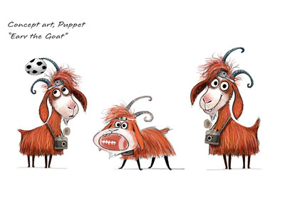 Concept art, puppet: Earv the Goat