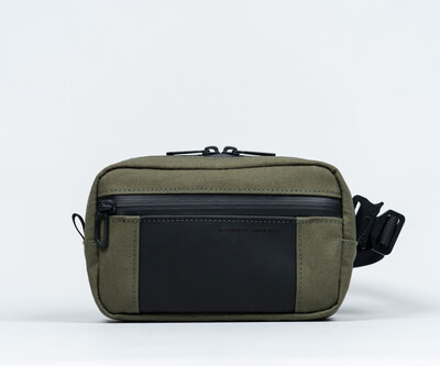 Shinjuku Sling for iPhone 16 in olive green X-Pac® Canvas + black full-grain leather