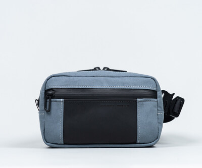Shinjuku Sling for iPhone 16 in storm grey X-Pac® Canvas + black full-grain leather