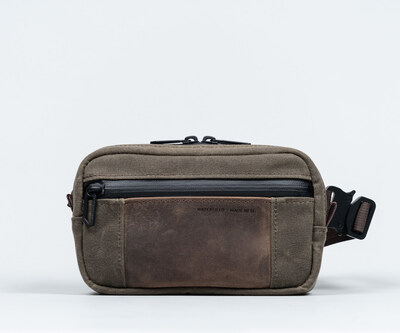 Shinjuku Sling for iPhone 16 in brown traditional waxed canvas + chocolate full-grain leather