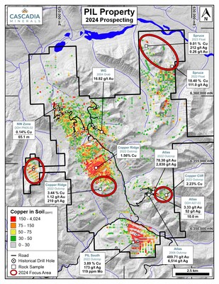 Copper Ridge South Copper Mineralization (CNW Group/Cascadia Minerals Ltd.)