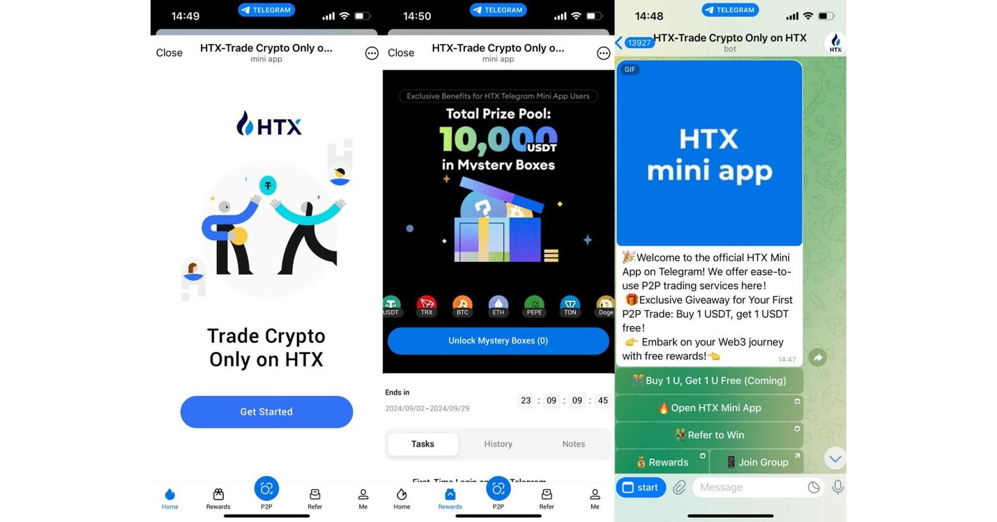 HTX Pioneering P2P Crypto Trading on Telegram with New Mini App, Enjoy  Exclusive Perks and Rewards for a Limited Time.