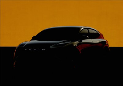 A teaser image of the Lucid midsize vehicle