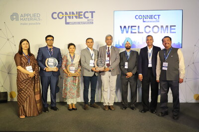 Winners of ASCENT – IIT Gandhinagar, IIT Hyderabad, and IIT Kharagpur, along with Mr. Surinder Singh, Advisor - India Semiconductor Mission and leadership from Applied Materials – Satheesh Kuppurao, Suraj Rengarajan, and Shannu Kaw.