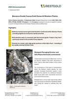 Bonanza Grade Coarse Gold Zones At Western Flanks (CNW Group/Westgold Resources Limited)