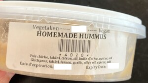 Avis de ne pas consommer de hummus préparé et vendu par l'entreprise Boulangerie Bagels on Greene ltée