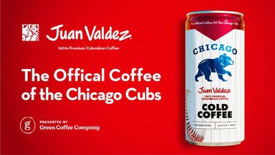 Juan Valdez, presented by GCC, will be sold throughout Wrigley and Gallagher Way during Cubs home games and offseason events as both hot coffee and in a cold brew canned format shown here.