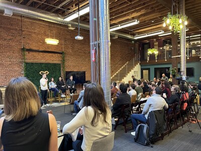 J.J. Colao introduces reporters from Bloomberg, The Wall Street Journal, and Fast Company at a Haymaker event in San Francisco. Image courtesy of Haymaker. (PRNewsfoto/Haymaker Group)