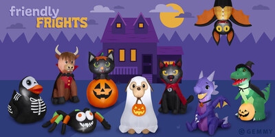 Charm guests and trick-or-treaters with this sweet lineup of kooky and classic Halloween animal Airblown® Inflatables from Gemmy.