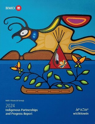 Illustration de la couverture : Thunderbird’s Tipi (2023) - détail d'une peinture murale réalisée par l'artiste Jordan Quequish (Première Nation du lac North Caribou), commandée par BMO et exposée dans sa succursale County Fair, à Thunder Bay (Ontario). (Groupe CNW/BMO Financial Group)