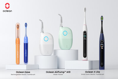 Oclean New Product Launch in 2024, Oclean Ease Rechargeable Electric Toothbrush, Oclean X Lite Smart Sonic Toothbrush and Oclean AirPump™ A10 Water Flosser.