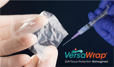 VersaWrap is an FDA-cleared medical device implant (not tissue) comprising hyaluronic acid (HA) and alginate that provides a gelatinous encasement for peripheral nerves, tendons, and surrounding tissues such as ligaments and skeletal muscles. VersaWrap allows tissues to glide and to remain untethered, thereby reducing reoperations and improving patient outcomes. (PRNewsfoto/Alafair Biosciences, Inc.)