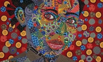 "Visionary Time Lapse" fabric collage by Tsholo Motong