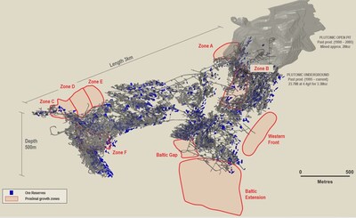 Figure 3: Nine new areas identified after analysing +40 years of historical drilling showing mineralisation extending into these areas (CNW Group/Catalyst Metals LTD.)