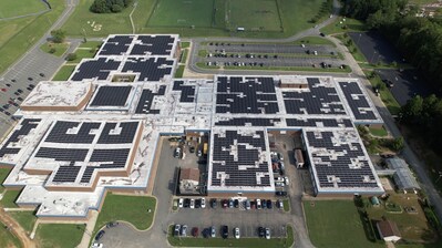 North Stafford High School proudly showcases its 1.8 MW rooftop solar array, the largest in Virginia, empowering the community with clean, renewable energy while setting a benchmark for sustainable education.