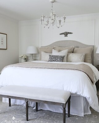 Pictured here: Influencer Sheila Irwin, @maisondecinq, chose Ballard's calm and serene furnishings in her Bedroom collaboration last year.