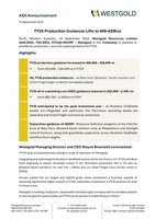 FY25 Production Guidance Lifts to 400-420Koz (CNW Group/Westgold Resources Limited)