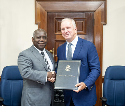 Bahamian Prime Minister Philip Brave Davis and Edward E. Burr, the Chairman and CEO of GreenPointe Holdings