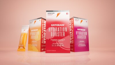 Gatorade launches new Hydration Booster electrolyte drink mix for all-day hydration.