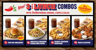 Chili’s new 3 For Lunch Combos include elevated versions of America’s top lunch favorites, like burgers, chicken tenders, chicken sandwiches, and fries.