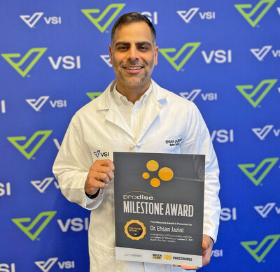 Dr. Ehsan Jazini celebrates a landmark achievement at VSI (Virginia Spine Institute), receiving the Prodisc Milestone Award for completing 100 successful procedures with the state-of-the-art Cervical Disc Replacement System