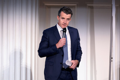 NEW YORK, NEW YORK - SEPTEMBER 16: Honoree Will Blodgett speaks onstage during the American Institute for Stuttering 18th Annual Gala Hosted by Emily Blunt on September 16, 2024 in New York City.  (Photo by Dimitrios Kambouris/Getty Images for American Institute for Stuttering)