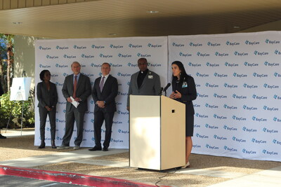 BayCare President and CEO Stephanie Conners speaks at the proton therapy center groundbreaking event at the BayCare Cancer Institute at St. Joseph’s Hospital in Tampa on Sept. 17, 2024.