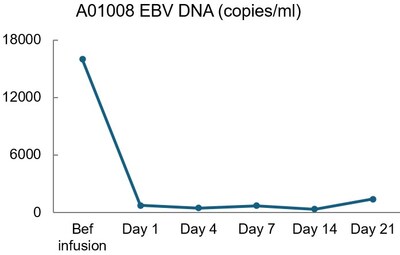 BRG01 exhibited remarkable antiviral efficacy, with a significant reduction in EBV viral load in peripheral blood to normal levels post-infusion.