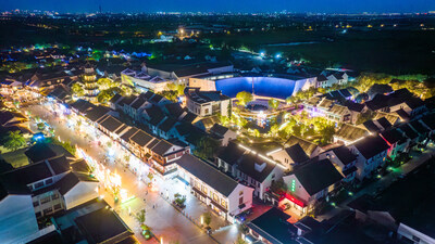 Photo provided by the Integrated Media Center of Kunshan City shows the Zhouzhuang Town lantern exhibition area in Kunshan City of Jiangsu Province, Sept. 13, 2024. (PRNewsfoto/Xinhua Silk Road)