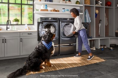 The new Maytag® Front Load Pet Pro System conquers pet hair like a pro.