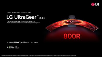 Novo Monitor Gamer LG UltraGear OLED Curvo 45??. Crédito: Divulgação LG