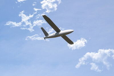 RapidFlight's E2 aircraft is pictured in flight. The company successfully flew the E2 aircraft at Camp Atterbury in a T-REX demonstration August 19-28.