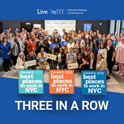 LiveOnNY was once again named a Crain’s Best Place to Work in NYC for the third consecutive year