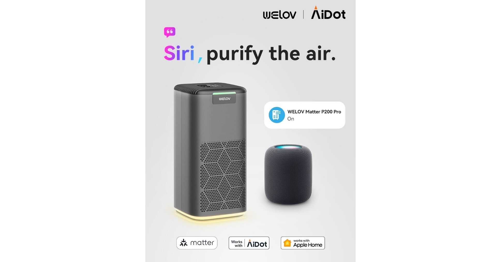 WELOV MATTER P200 PRO SMART AIR PURIFIER NOW FULLY COMPATIBLE WITH APPLE HOME FOLLOWING LATEST APPLE UPDATES