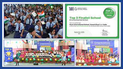 Ryan International School, Vasant Kunj celebrating being chosen for Top 3