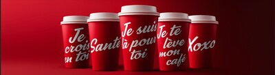 Dès demain et jusqu’à épuisement des stocks, faites sourire vos proches grâce à nos cinq sympathiques gobelets de la Journée nationale du café, offerts dans les restaurants participants au Canada. (Groupe CNW/Tim Hortons)