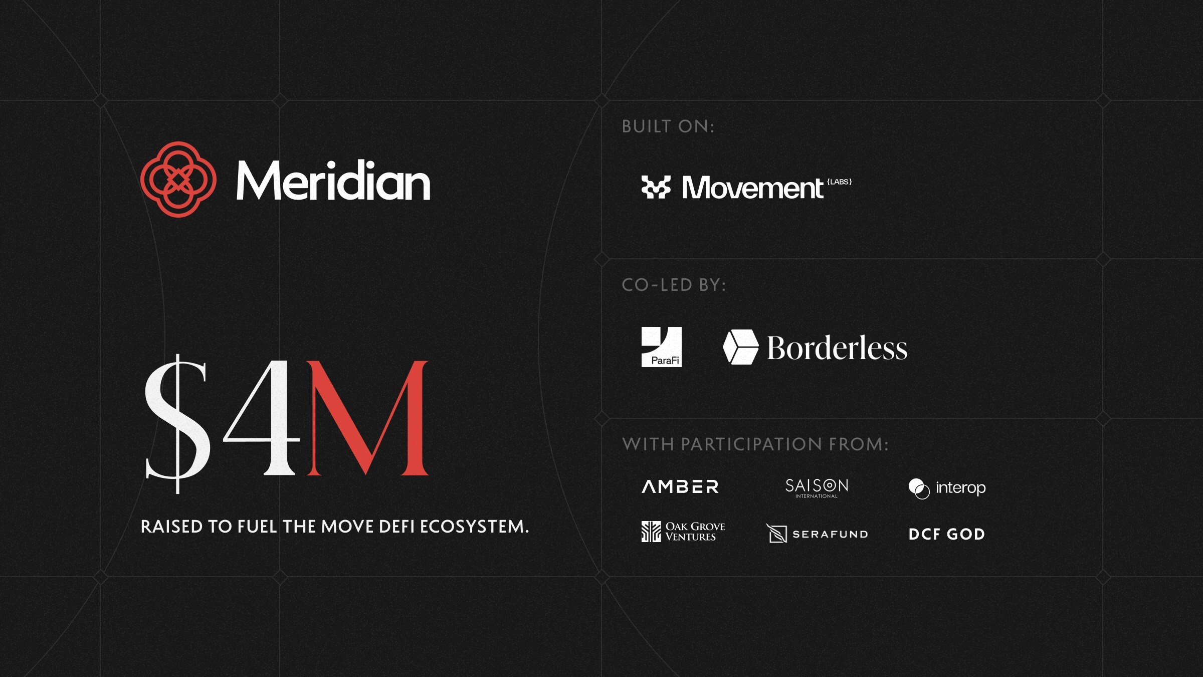 Meridian Secures $4M in Seed Funding to Revolutionize DeFi on Movement