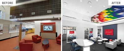 Bank of America Castro financial center in San Francisco, CA, before and after renovation. ​