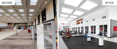 Bank of America Hollywood Main financial center in Los Angeles, CA, before and after renovation.