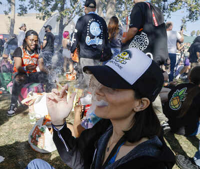 SANTA ROSA, CALIFORNIA - SEPTEMBER 21: An attendee as OCB Rolling Papers sets a world record for the most joints lit at one time at Hall of Flowers on September 21, 2024 in Santa Rosa, California. (Photo by Kimberly White/Getty Images for OCB)