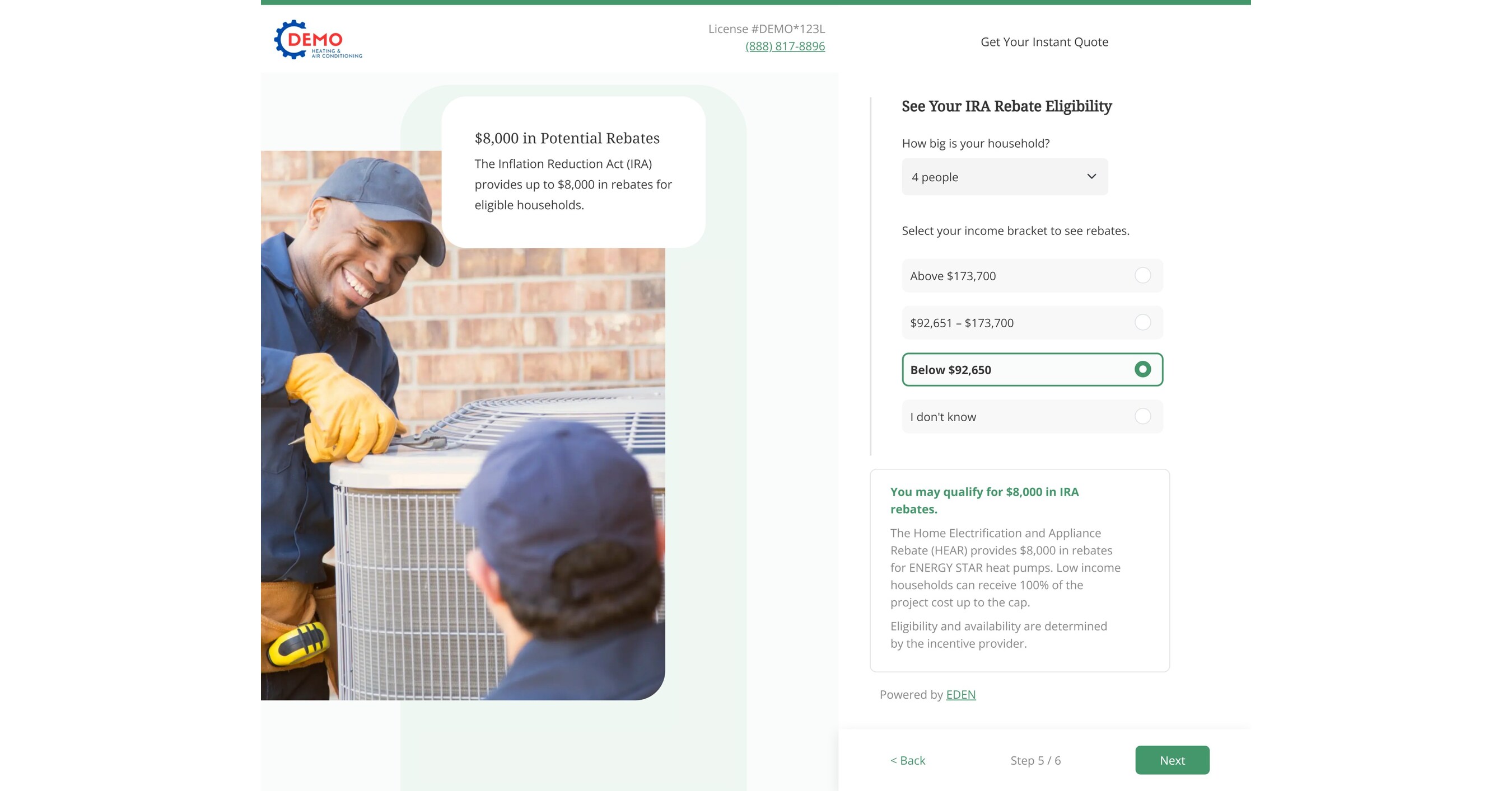 EDEN adds support for IRA HEAR rebates to Instant Quote tool EDEN adds support for IRA HEAR rebates to Instant Quote tool